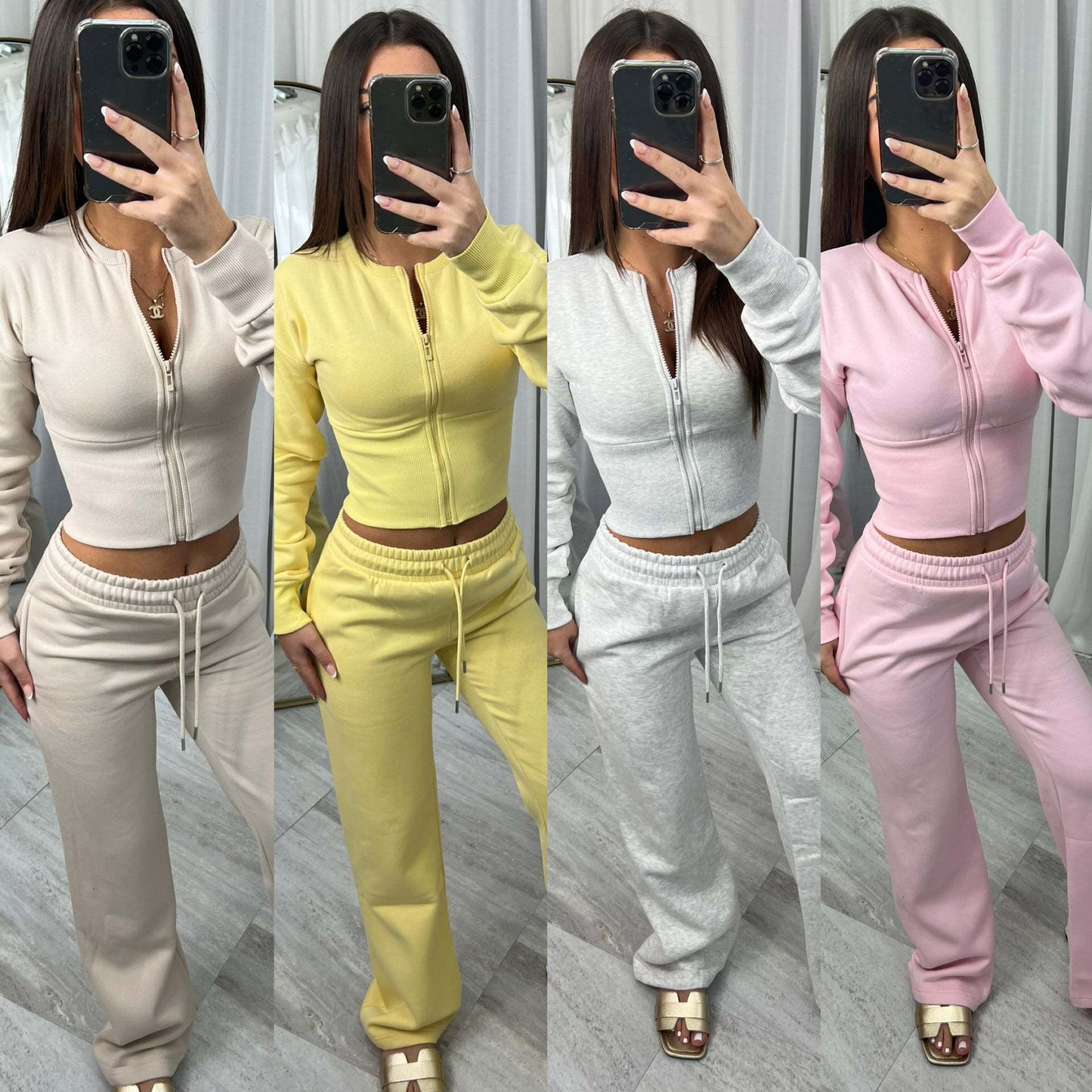 Damen Cropped Kapuzenjacke Jogginghose Set Eveloria - Eveloria