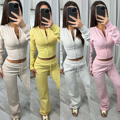 Damen Cropped Kapuzenjacke Jogginghose Set Eveloria - Eveloria