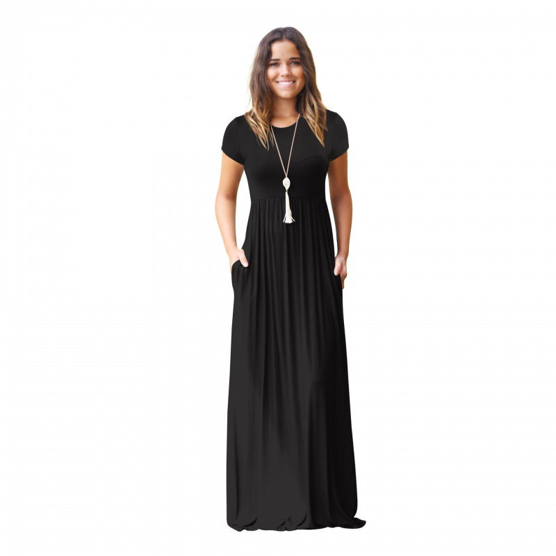 Damen Maxikleid mit Taschen Fließender Schnitt Eveloria