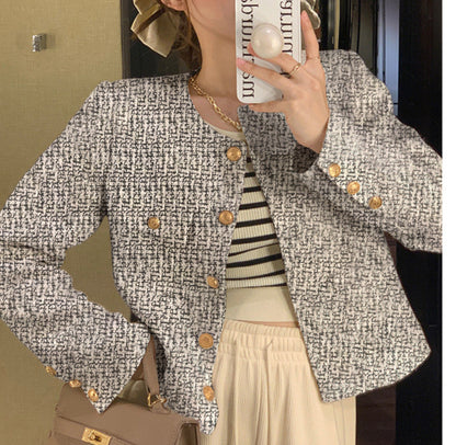 Damen Kurzblazer Elegant Goldknöpfe Modern