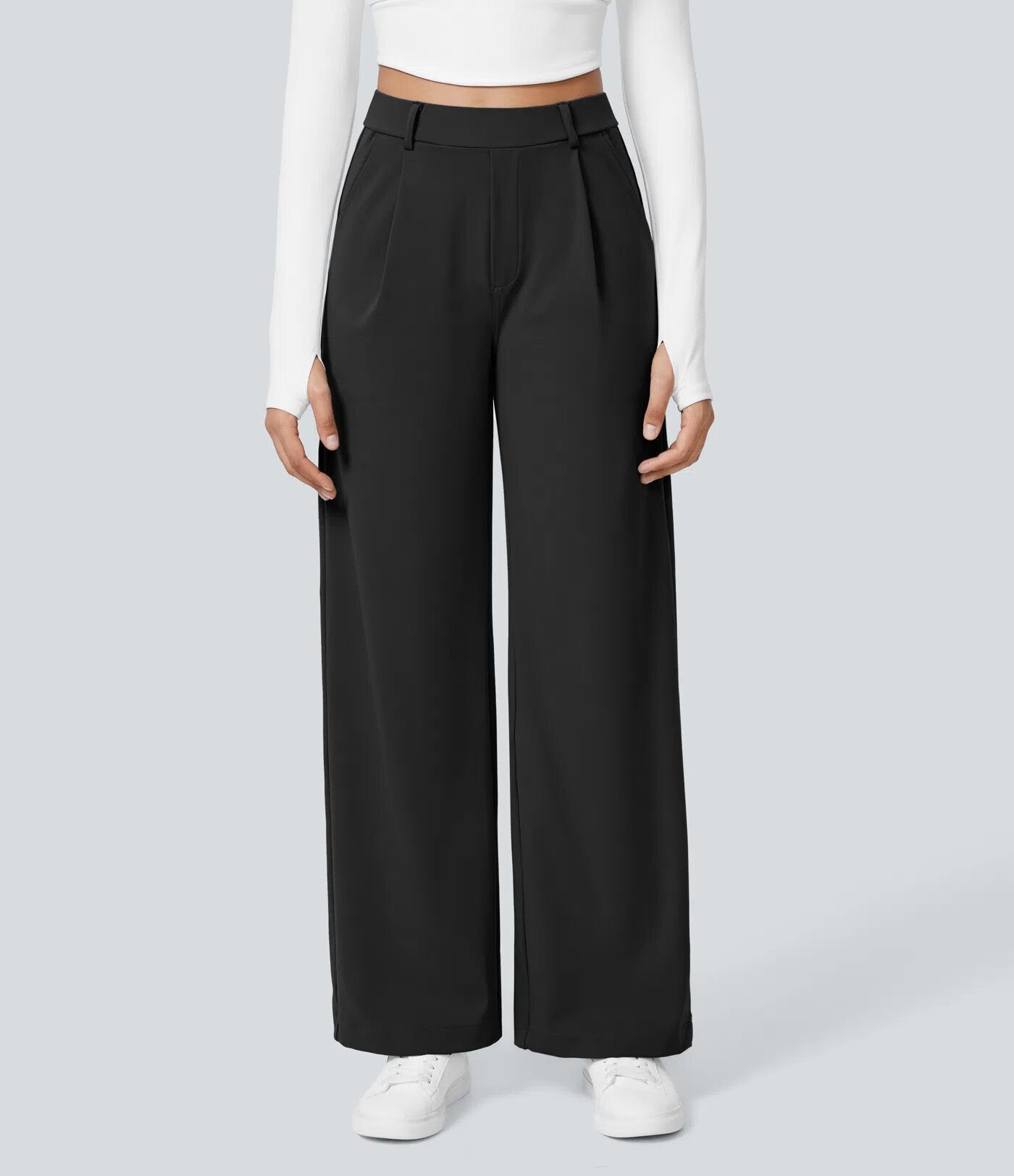 Damen Palazzo-Hose Weit Geschnitten Falten Elegant Eveloria