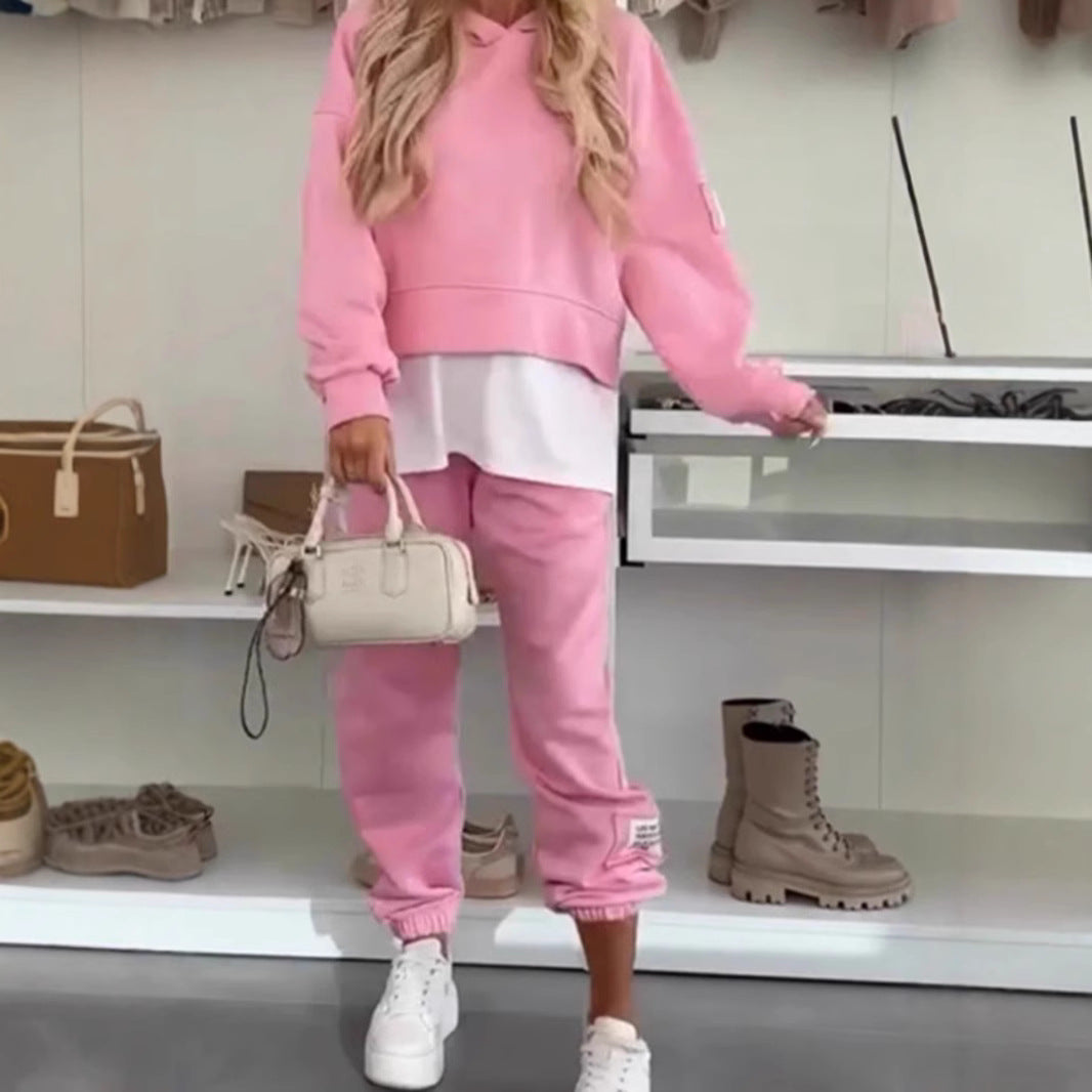 Damen Hoodie-Set Elastischer Bund Voluminöse Ärmel Grau - Eveloria
