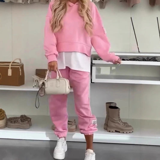Damen Hoodie-Set Elastischer Bund Voluminöse Ärmel Grau - Eveloria