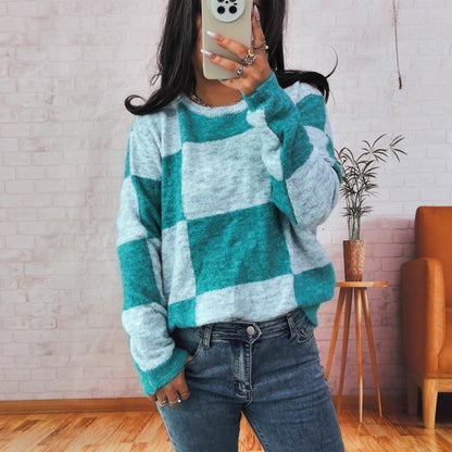 Damen Pullover Karomuster Modern Eveloria