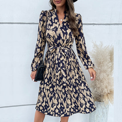 Damen Midi-Kleid Rüschen Taillengürtel Eveloria - Eveloria