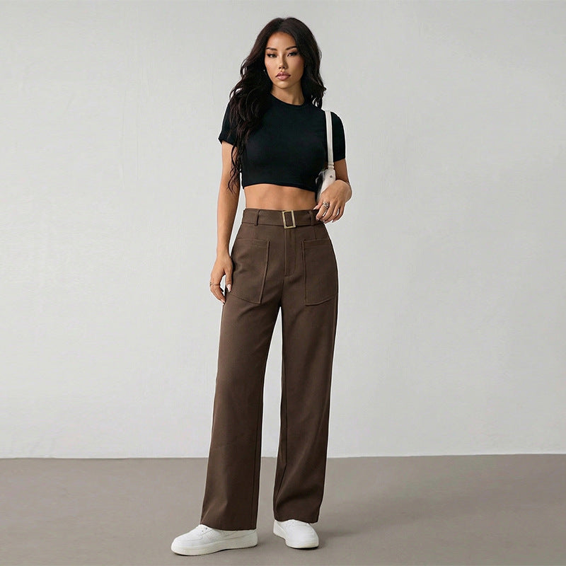 Damen Culotte Weit mit Gürtel und Taschen
