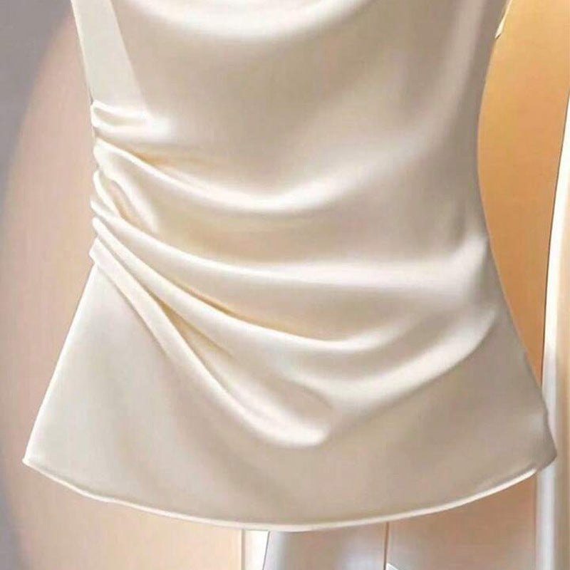Damen Satin Oberteil Wasserfallausschnitt Eveloria