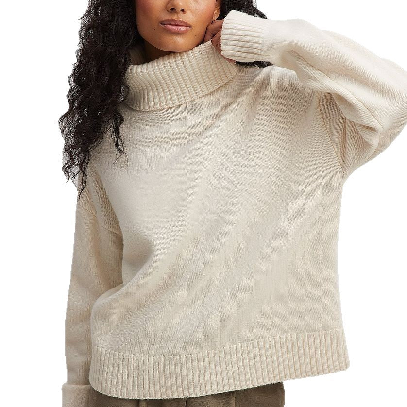 Damen Rollkragenpullover Feinstrick Beige