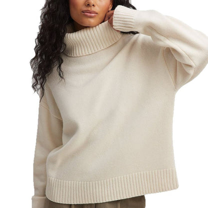 Damen Rollkragenpullover Feinstrick Beige