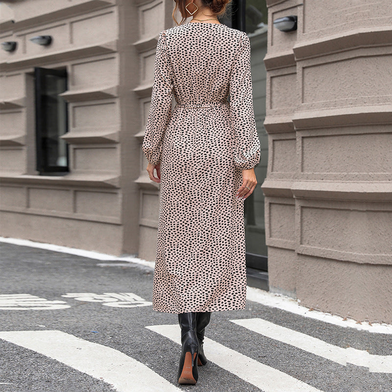 Damen Wickelkleid Rüschen Dots