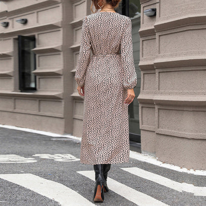 Damen Wickelkleid Rüschen Dots