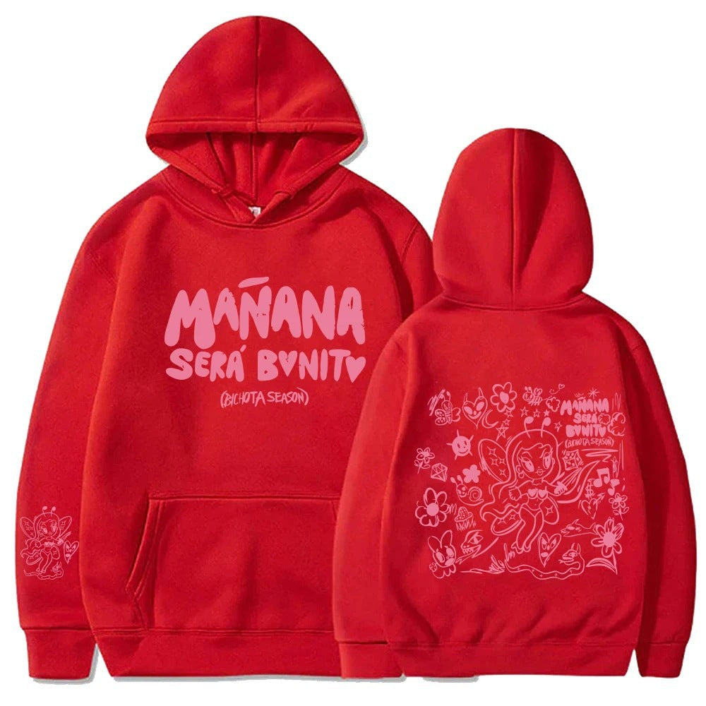 Damen Hoodie Kreativer Druck Kängurutasche Grau