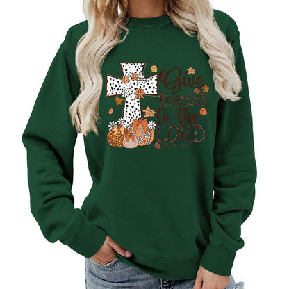 Damen Sweatshirt Kreuz-Aufdruck Herbstlich Braun Eveloria
