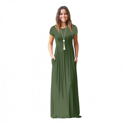 Damen Maxikleid mit Taschen Fließender Schnitt Eveloria