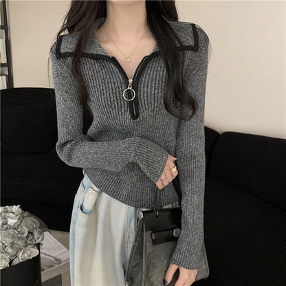 Damen Pullover Rippstruktur Modisch Eveloria