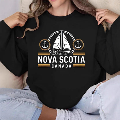Damen Sweatshirt Segelmuster Marineblau mit Schriftzug - Eveloria