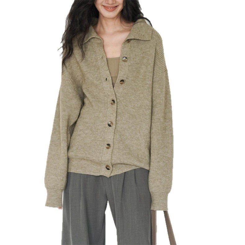 Damen Strickjacke Gemütlich Breite Ärmel Dekorative Knöpfe Eveloria