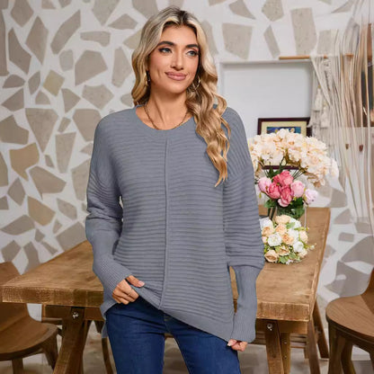Damen Strickpullover Feine Rippstruktur Lässiger Schnitt