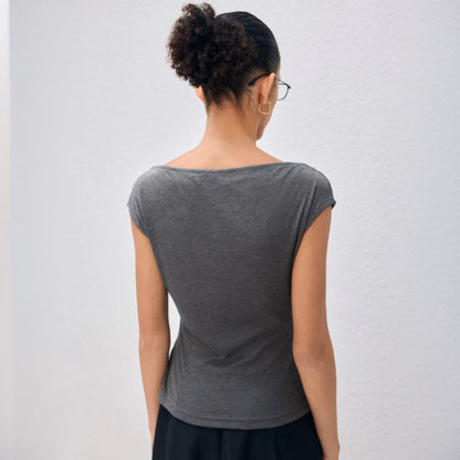 Damen Oberteil Asymmetrisch Drapiert Eveloria