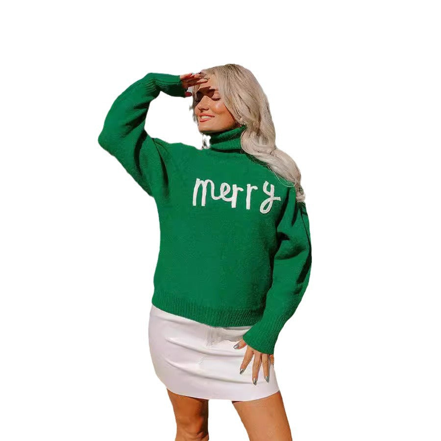 Damen Rollkragenpullover Eveloria mit Schriftzug