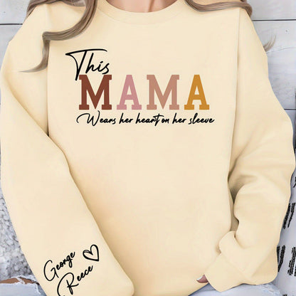 Damen Sweatshirt Mama Aufdruck Bequem Grau Eveloria