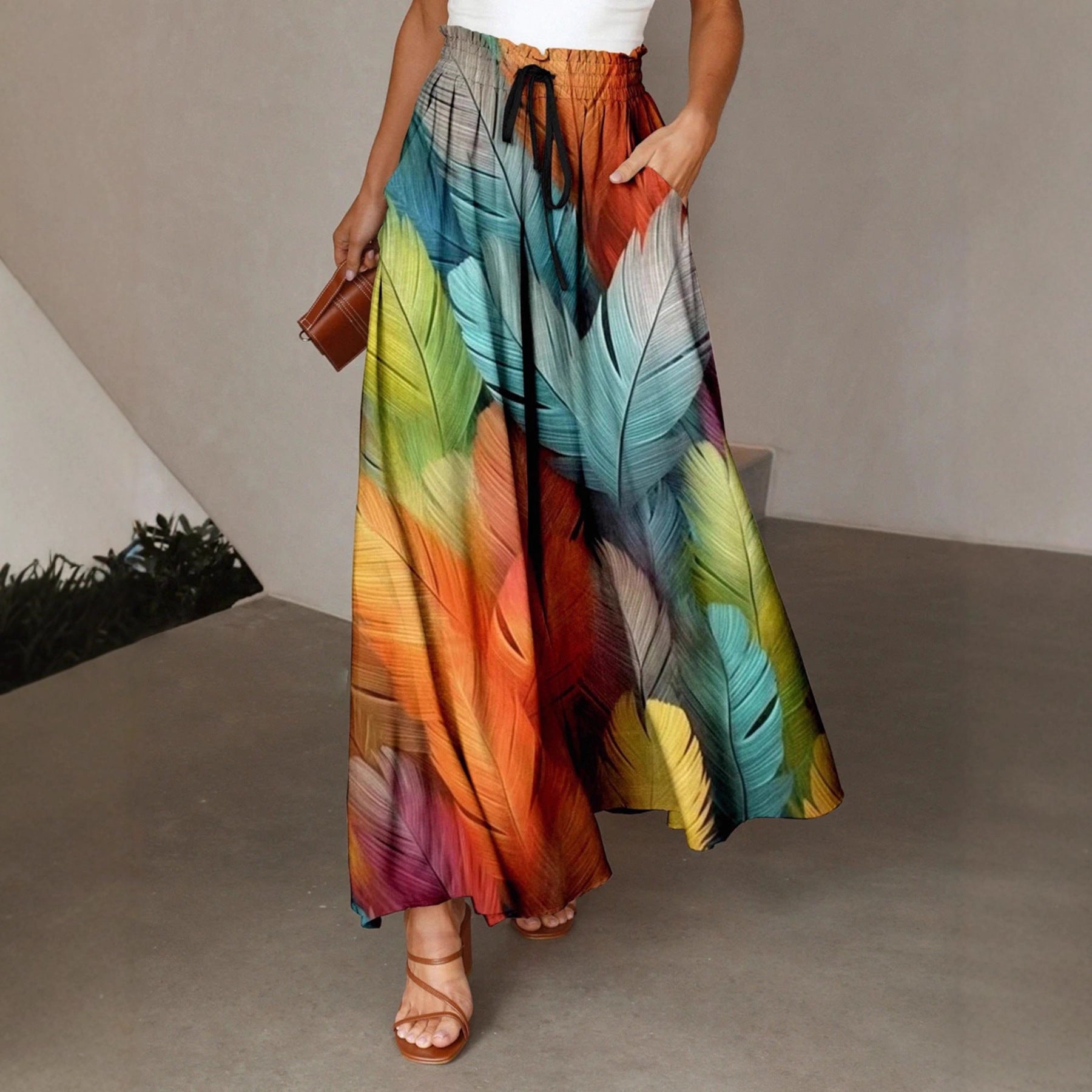Damen Maxirock Bunt Mandala Muster Seitentaschen - Eveloria