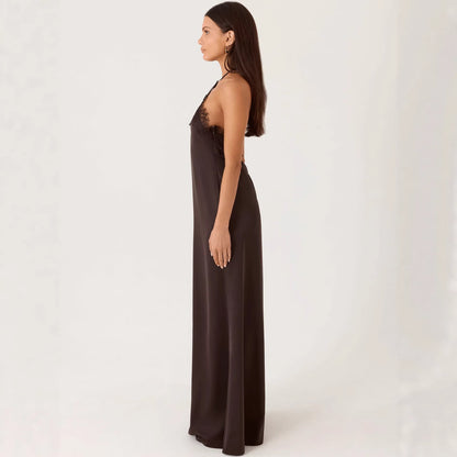 Damen Maxikleid Spitzen-Bustier Fließend Eveloria