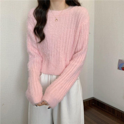Damen Strickpullover Weiches Material Beige