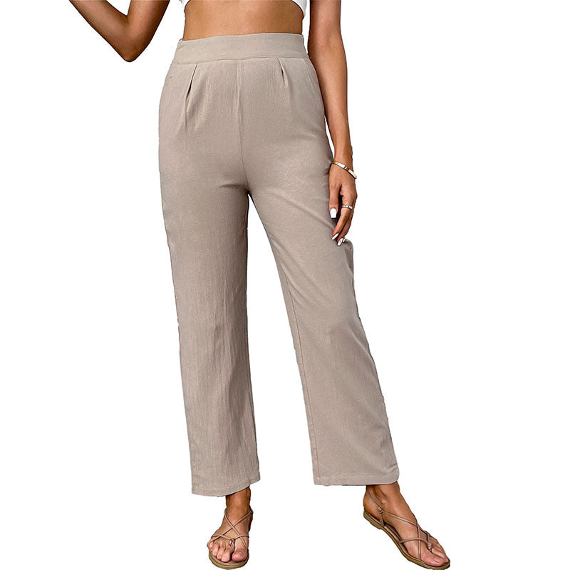 Damen Hochtaillenhose Weites Bein Elegant Eveloria