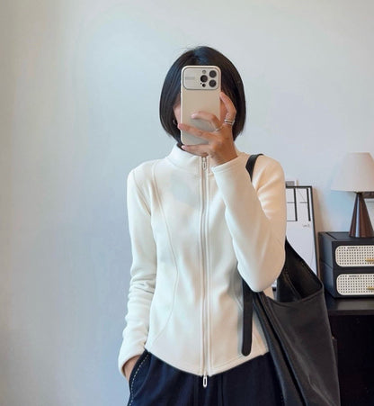 Damen Fleecejacke Stehkragen Sportlich Eveloria