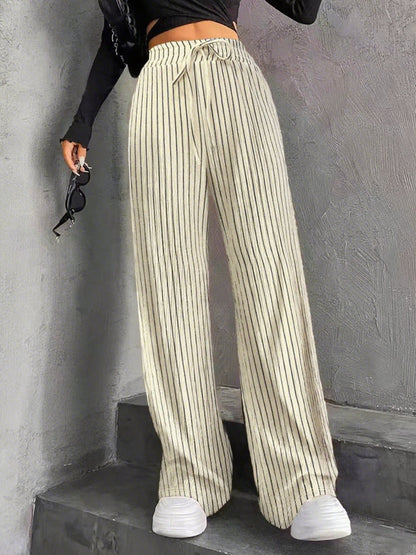 Damen Plissee-Hose Weit mit elastischem Bund und Taschen
