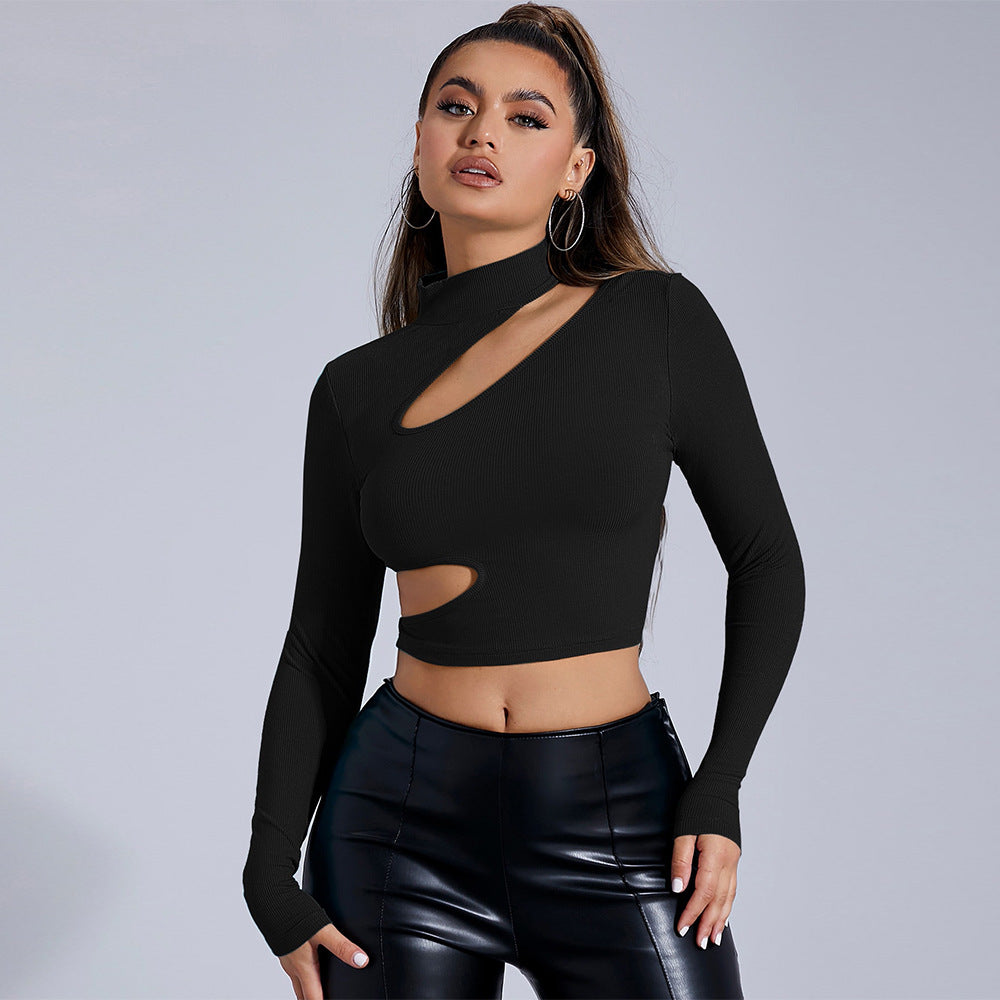 Damen Langarm- Figurbetont Asymmetrisch