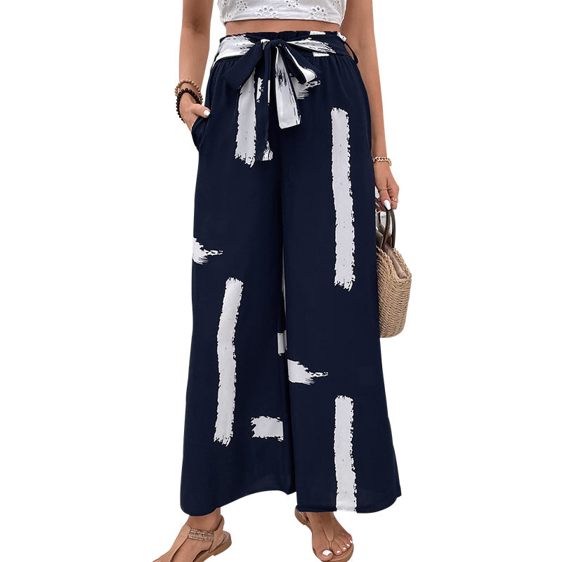 Damen Palazzo-Hose Weit Modisch Grafisches Muster