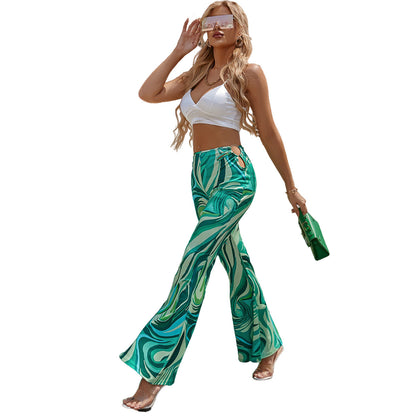 Damen Palazzo-Hose Wellenmuster Eveloria