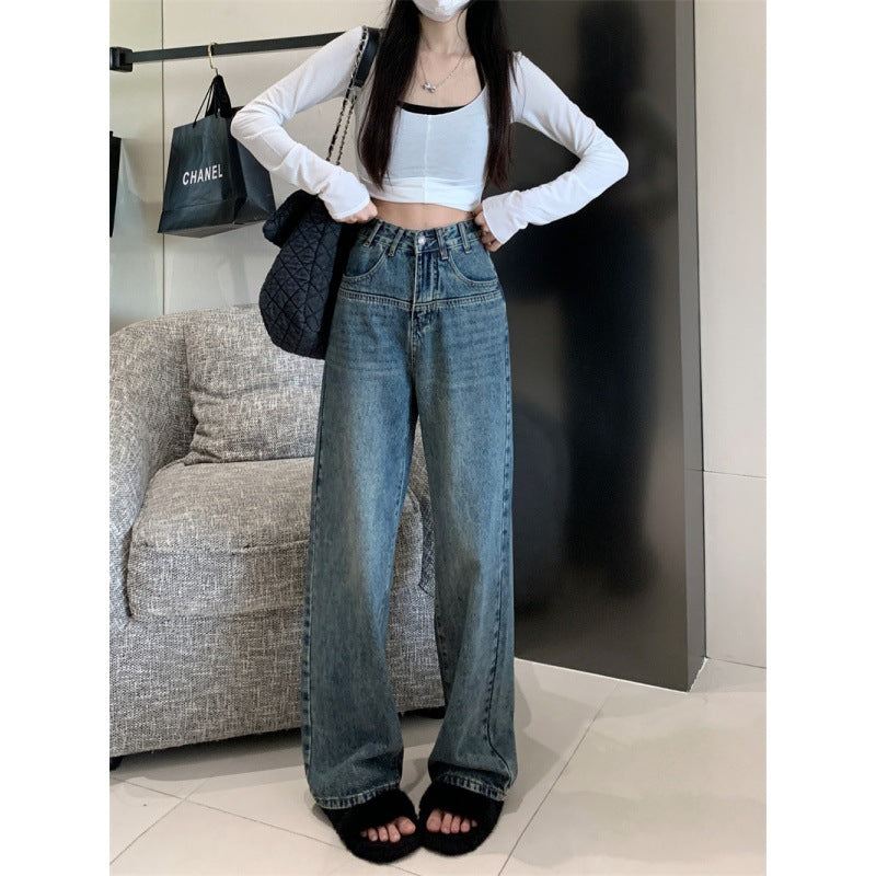 Damen Vintage Jeans Weit Geschnitten Eveloria