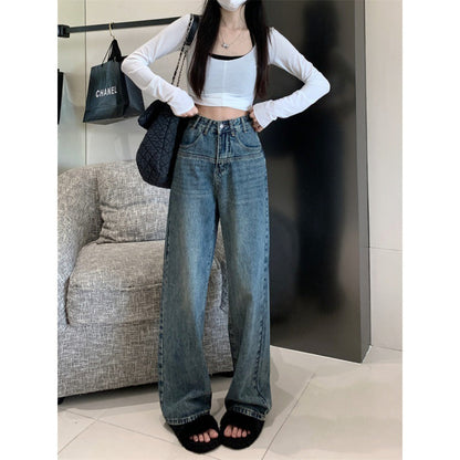 Damen Vintage Jeans Weit Geschnitten Eveloria
