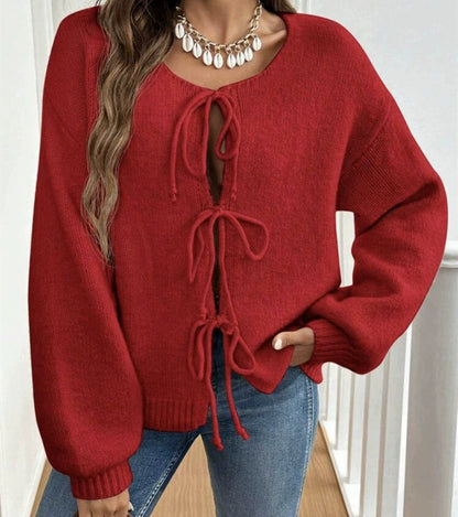 Damen Strickpullover mit Knotendetails