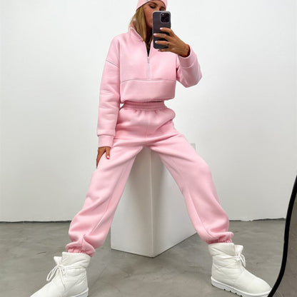 Damen Sweatpants Hochkragen Reißverschluss Eveloria