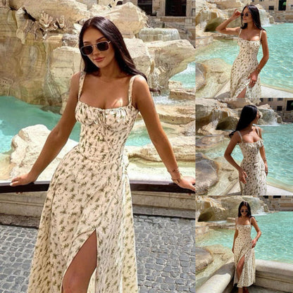 Damen Maxikleid Schulterfrei Rüschendetail Romantisch