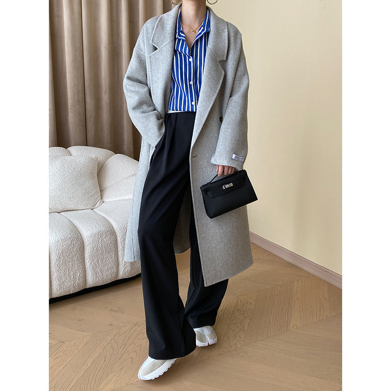 Damen Wollmantel Eleganter Doppelknopf Weit Schnitt Eveloria