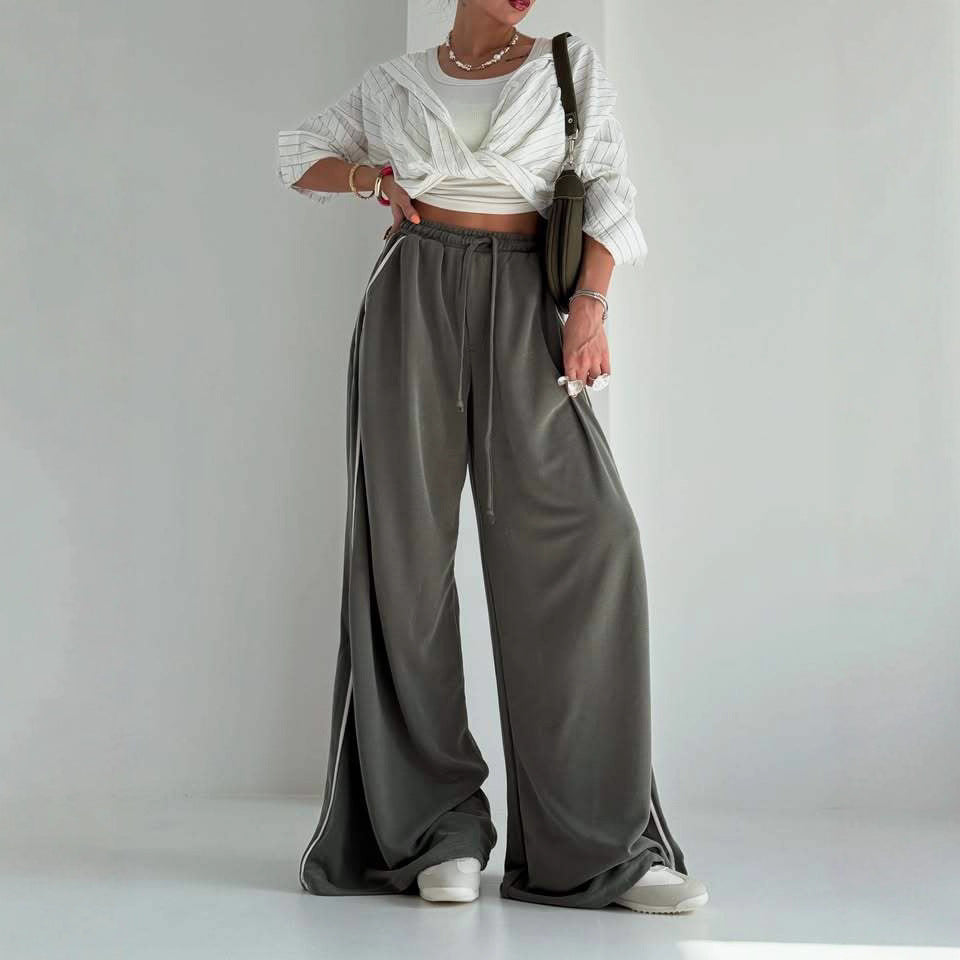 Damen Sporthose Weit Elastischer Bund Seitentaschen Eveloria