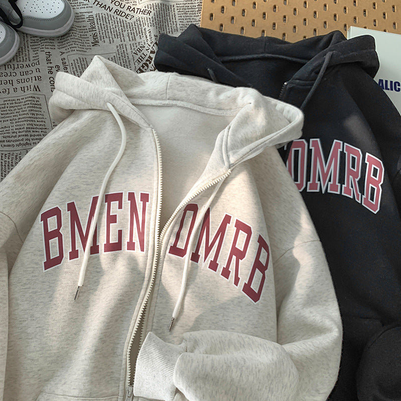 Damen Kapuzenjacke Reißverschluss Aufdruck Schwarz Eveloria - Eveloria