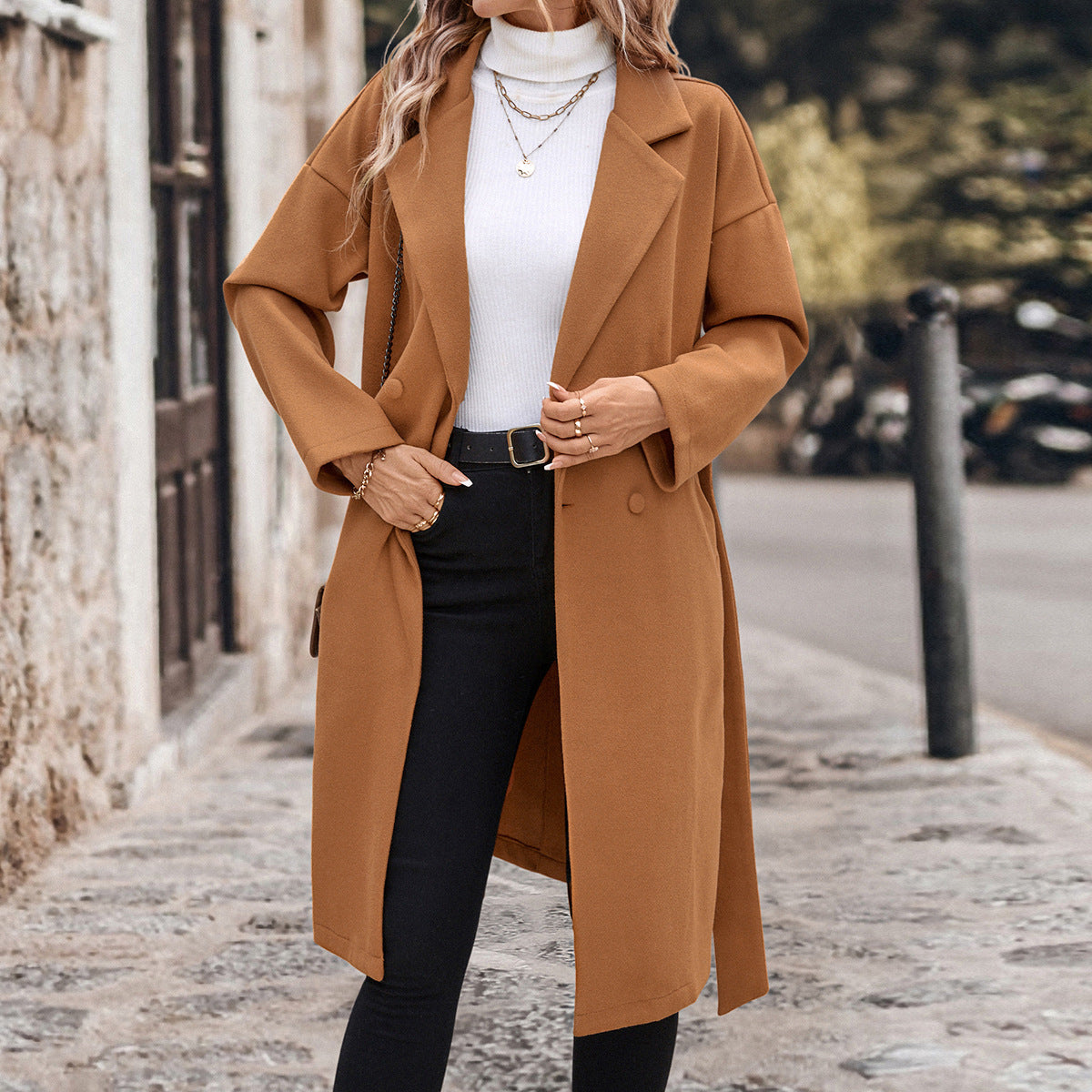 Damen Trenchcoat Taillierbarer Gürtel Moderner Schnitt Beige