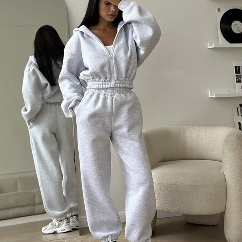 Damen Fleece-Jumpsuit mit Kapuze Weit Schnitt Eveloria