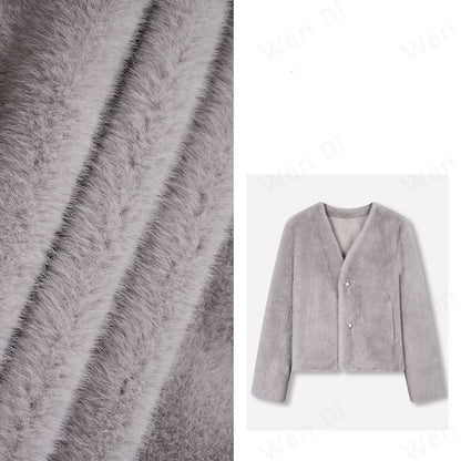 Damen Kurzjacke Flauschig mit Knöpfen Eveloria