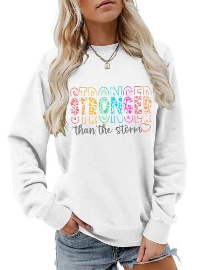 Damen Sweatshirt Lässiger Schnitt Motivierender Schriftzug Grau