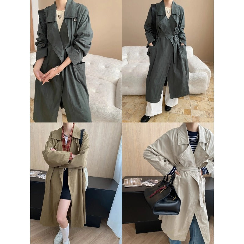 Damen Oversized Trenchcoat mit Taschen und Gürtel Eveloria