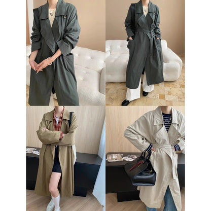 Damen Oversized Trenchcoat mit Taschen und Gürtel Eveloria
