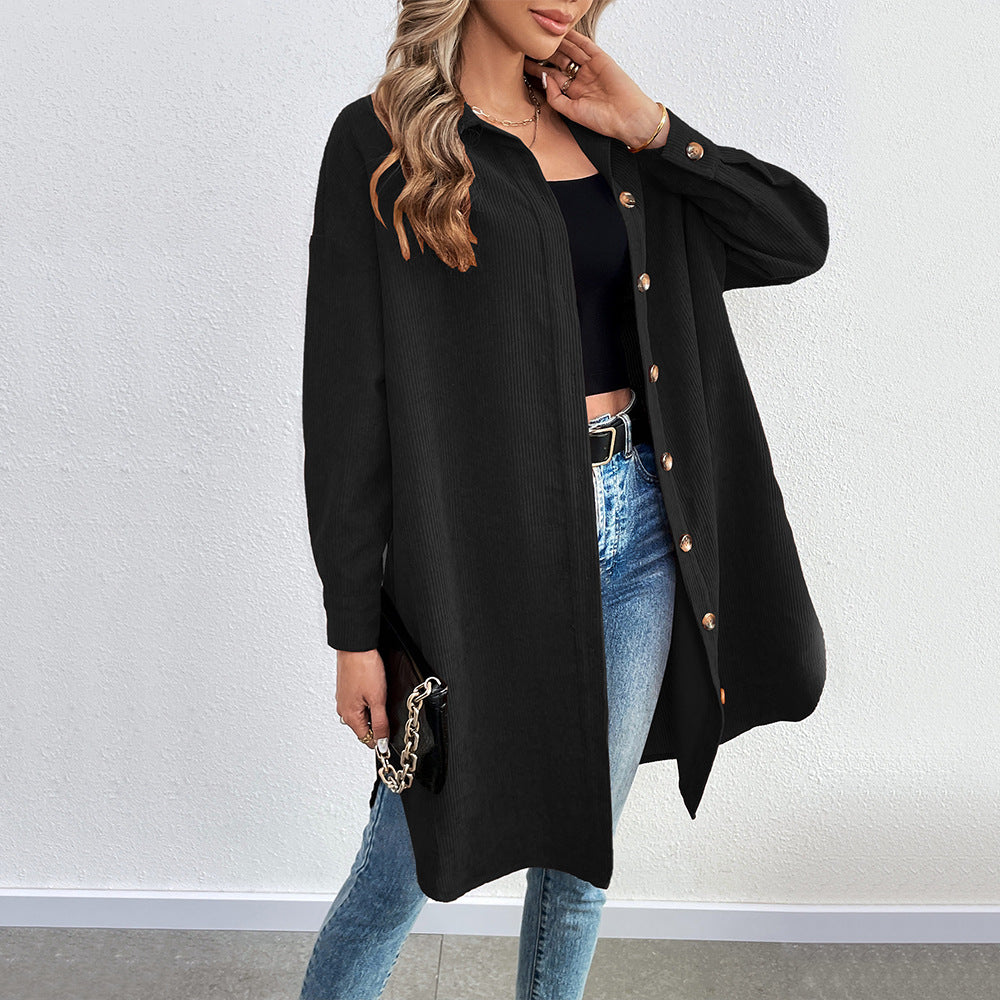 Damen Cordjacke Langarm Weich Eveloria
