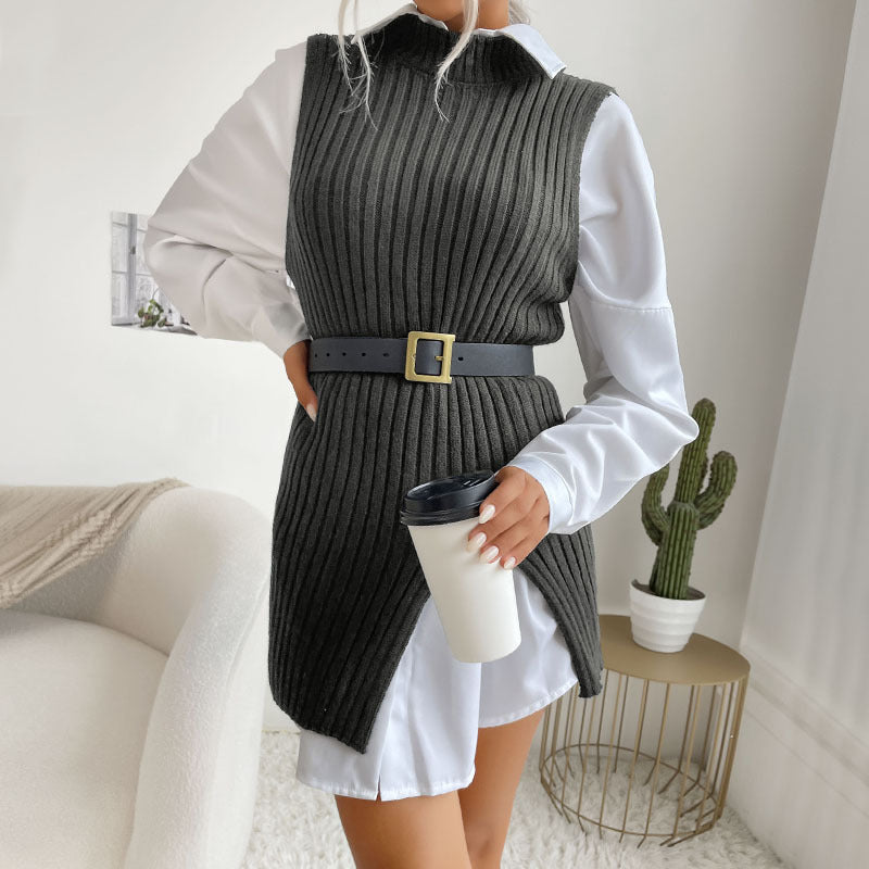 Damen Strickkleid Tailliert Modern Eveloria